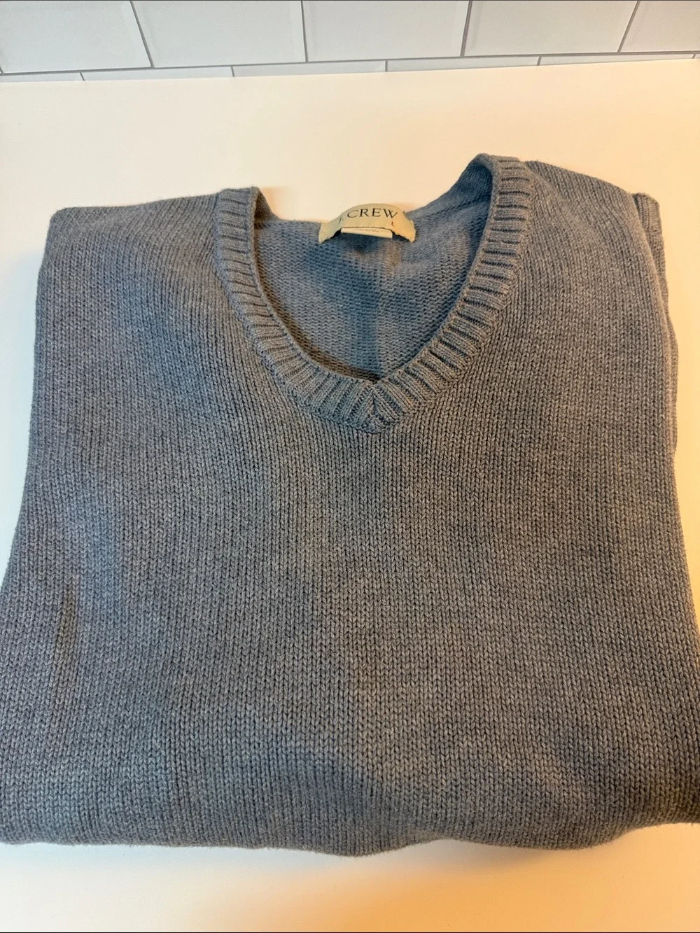J. Crew Men's Gray-Blue 100% Cotton Sweater